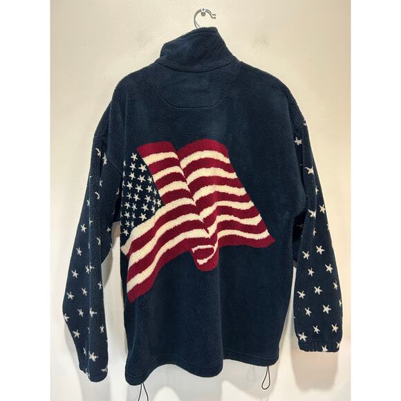 Vintage Bear Ridge Outfitters America fleece size L blue patriotic stars stripes - Picture 6 of 10